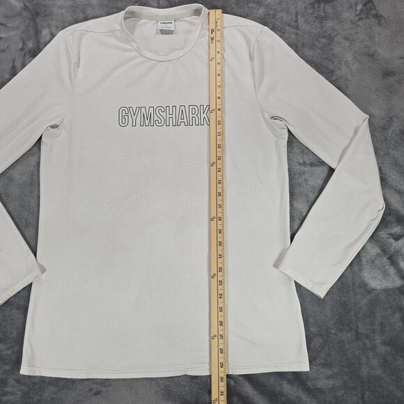 Gymshark Baselayer Shirt Men L White Breathable Athletic Performance Long Sleeve - Picture 9 of 9